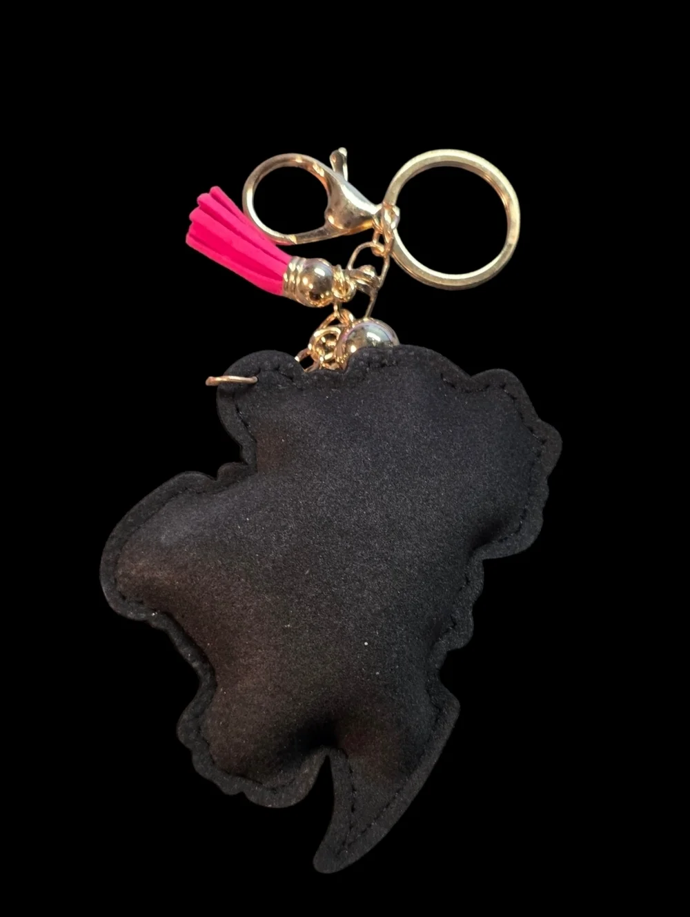 Rhinestone Black Girl Silhouette Keychain with Pink Tassel
